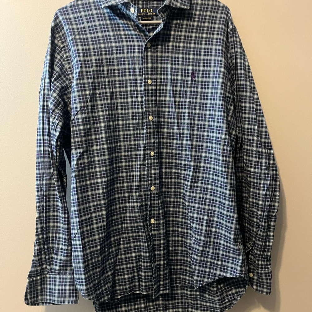 Polo by‎ Ralph Lauren Men's Blue Plaid Shirt
